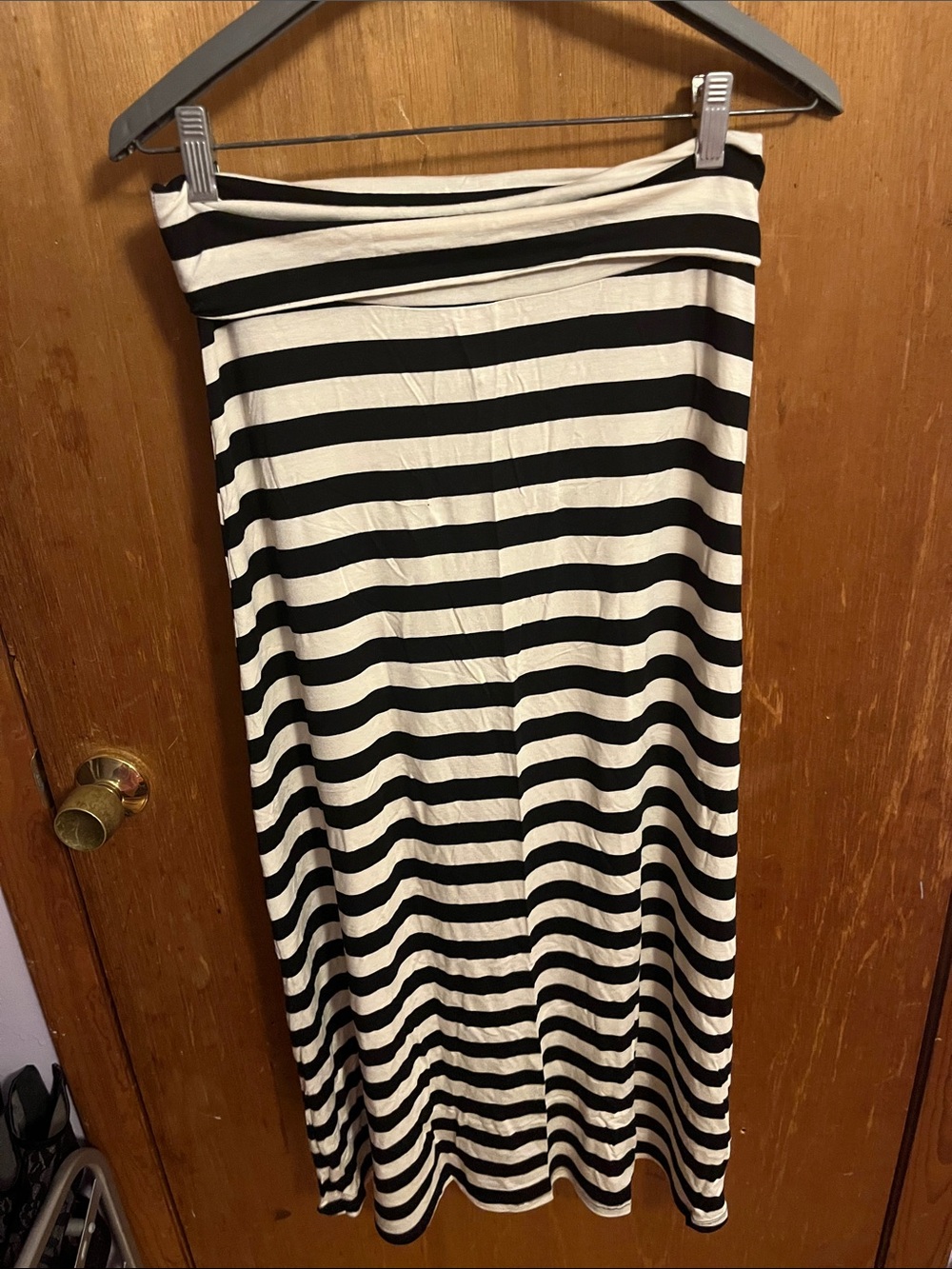 Body Central Black & White Striped Maxi Skirt